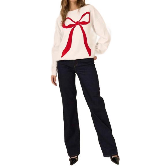 NEW PROJECT SOCIAL T flocked bow sweatshirt in white - Picture 3 of 3